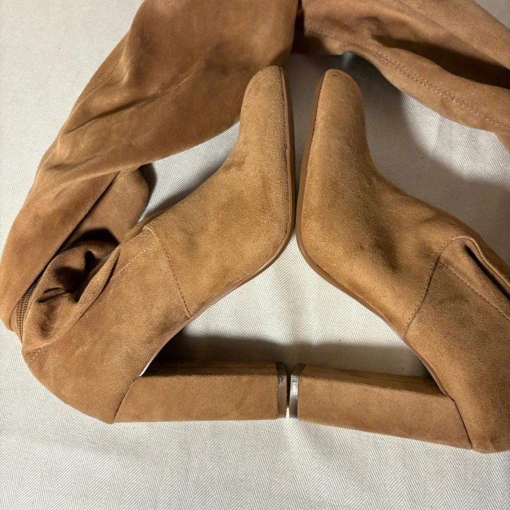 Steve Madden Emotions Thigh High Over the Knee Pull On Sock Boots Block Heel 8